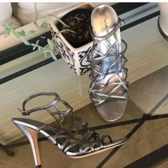 VIA SPIGA silver heels size 7 - Picture 1 of 9